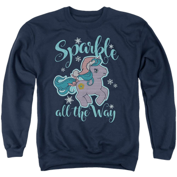 Navy men's crewneck sweatshirt with My Little Pony Classic Sparkle All The Way 2 graphic