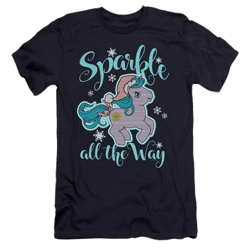 Navy men's premium slim fit t-shirt with My Little Pony Classic Sparkle All The Way 2 graphic