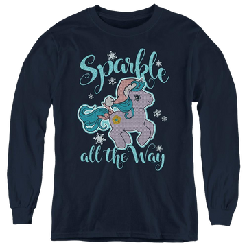 Navy youth long sleeve t-shirt with My Little Pony Classic Sparkle All The Way 2 graphic