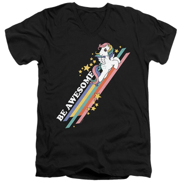 Black men's v-neck t-shirt with My Little Pony Classic Be Awesome graphic