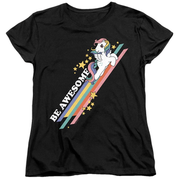 Black women's t-shirt with My Little Pony Classic Be Awesome graphic