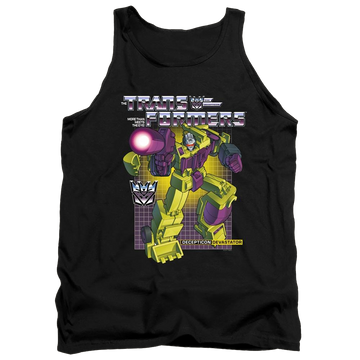 Black men's tank with Transformers Devastator graphic