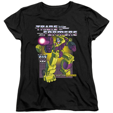 Black women's t-shirt with Transformers Devastator graphic