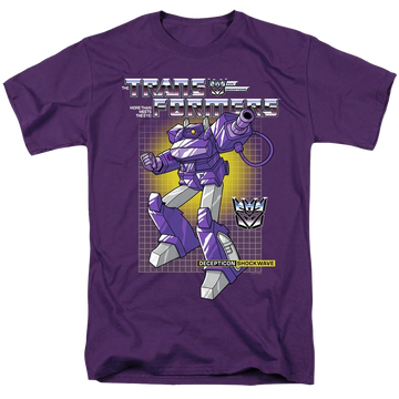 Purple men's regular fit t-shirt with Transformers Shockwave graphic