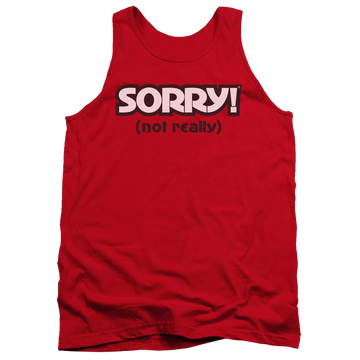 Red men's tank with Game of Sorry Not Really graphic