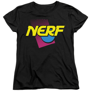 Black women's t-shirt with Nerf 90S Logo graphic