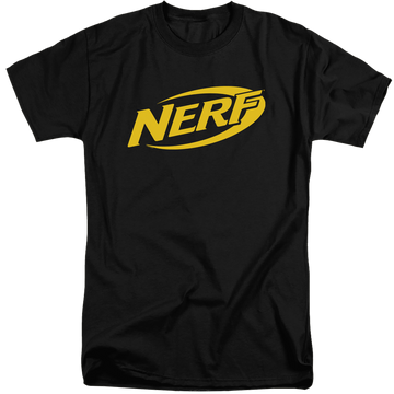 Black men's tall fit t-shirt with Nerf Logo graphic
