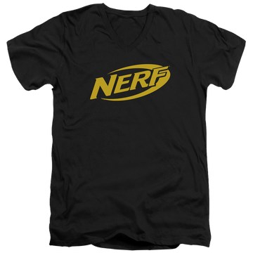 Black men's v-neck t-shirt with Nerf Logo graphic