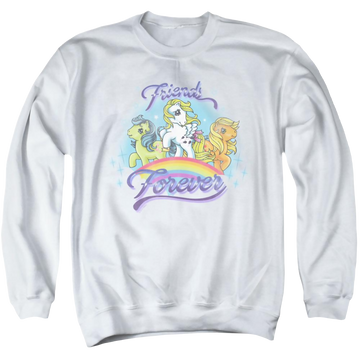 White men's crewneck sweatshirt with My Little Pony Classic Friends Forever graphic