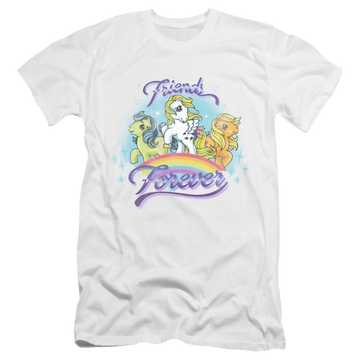 White men's premium slim fit t-shirt with My Little Pony Classic Friends Forever graphic