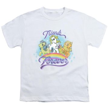 White youth t-shirt for ages 8 to 12 with My Little Pony Classic Friends Forever graphic