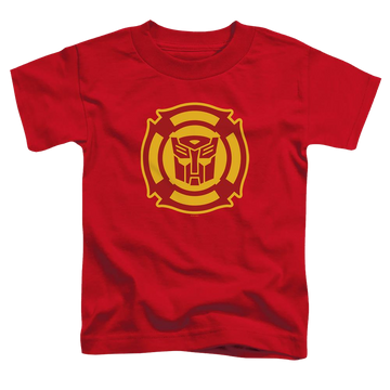 Red toddler t-shirt with Transformers Rescue Bots Logo graphic