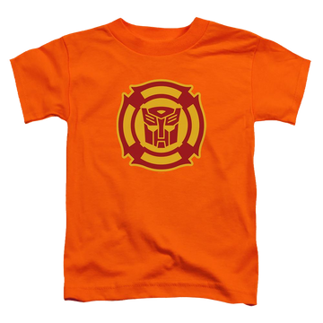 Orange toddler t-shirt with Transformers Rescue Bots Logo graphic