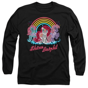 Black men's long sleeve t-shirt with My Little Pony Classic Neon Ponies graphic
