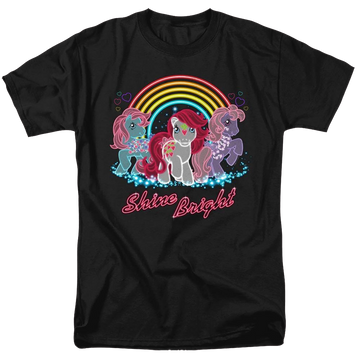 Black men's regular fit t-shirt with My Little Pony Classic Neon Ponies graphic