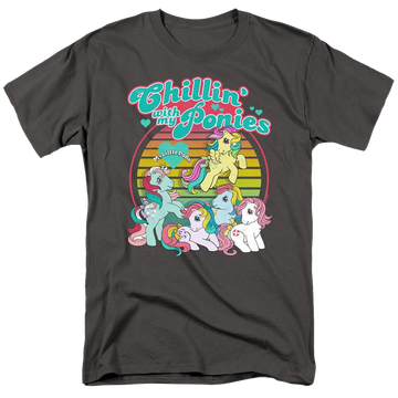 Charcoal men's regular fit t-shirt with My Little Pony Classic Chillin With My Ponies graphic