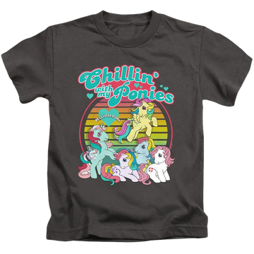 Charcoal kid's t-shirt for ages 4 to 7 with My Little Pony Classic Chillin With My Ponies graphic