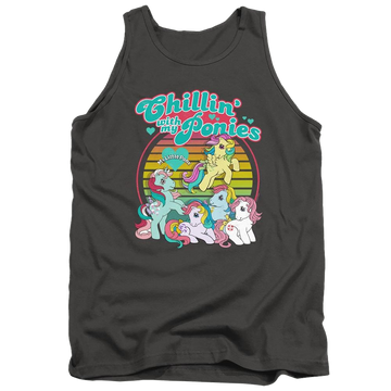 Charcoal men's tank with My Little Pony Classic Chillin With My Ponies graphic