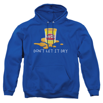 Royal pullover hoodie with Play-doh Don't Let It Dry Out graphic