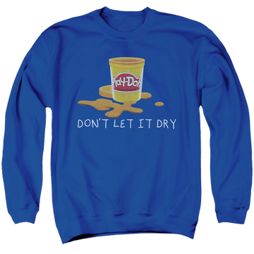 Royal men's crewneck sweatshirt with Play-doh Don't Let It Dry Out graphic