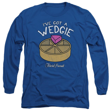Royal men's long sleeve t-shirt with Trivial Pursuit I've Got A Wedgie graphic