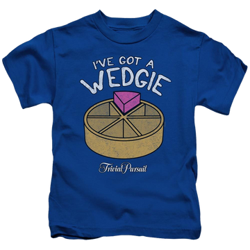 Royal kid's t-shirt for ages 4 to 7 with Trivial Pursuit I've Got A Wedgie graphic