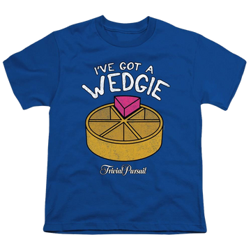 Royal youth t-shirt for ages 8 to 12 with Trivial Pursuit I've Got A Wedgie graphic