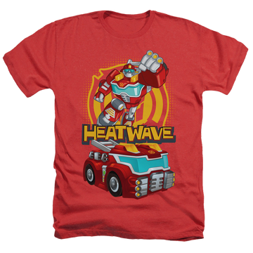 Red men's heather t-shirt with Transformers Heatwave graphic