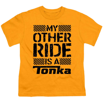 Gold youth t-shirt for ages 8 to 12 with Hasbro Tonka My Other Ride graphic