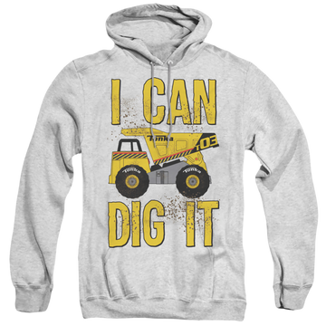Athletic heather pullover hoodie with Tonka Hasbro Play Dirty graphic