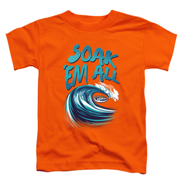 Orange kid's t-shirt for ages 4 to 7 with Nerf Super Soaker Soak All graphic