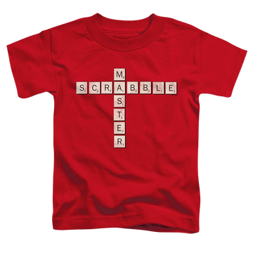 Red toddler t-shirt with Scrabble Master graphic