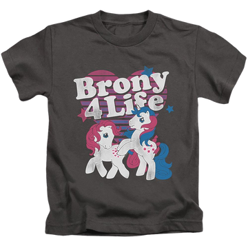 Charcoal kid's t-shirt for ages 4 to 7 with My Little Pony Classic Brony 4 Life graphic