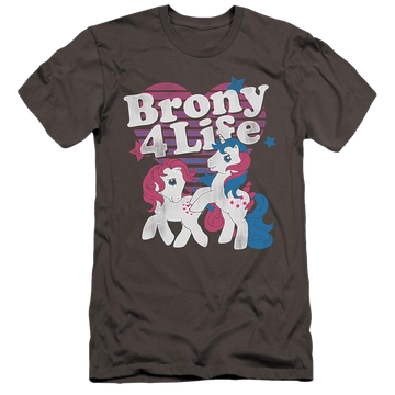 Charcoal men's premium slim fit t-shirt with My Little Pony Classic Brony 4 Life graphic