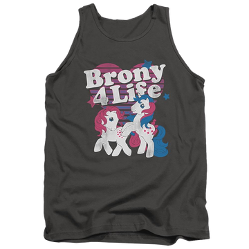 Charcoal men's tank with My Little Pony Classic Brony 4 Life graphic
