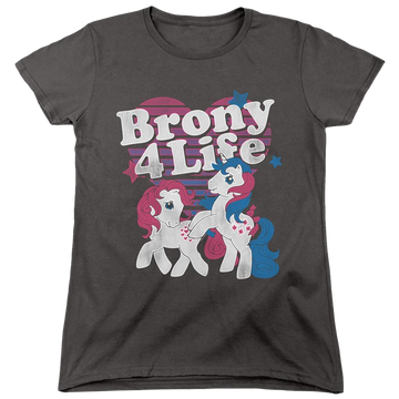 Charcoal women's t-shirt with My Little Pony Classic Brony 4 Life graphic