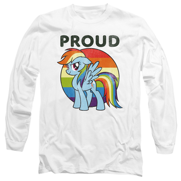 White men's long sleeve t-shirt with My Little Pony Friendship Is Magic Proud graphic