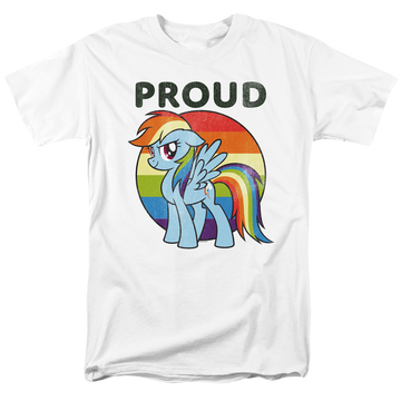 White men's regular fit t-shirt with My Little Pony Friendship Is Magic Proud graphic