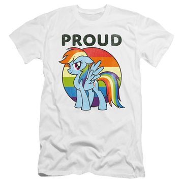 White men's premium slim fit t-shirt with My Little Pony Friendship Is Magic Proud graphic
