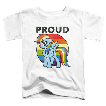 White toddler t-shirt with My Little Pony Friendship Is Magic Proud graphic