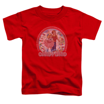 Red toddler t-shirt with Candy Land Vintage graphic
