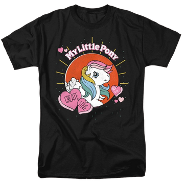 Black men's regular fit t-shirt with My Little Pony Classic Create Love graphic