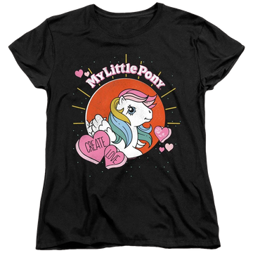 Black women's t-shirt with My Little Pony Classic Create Love graphic