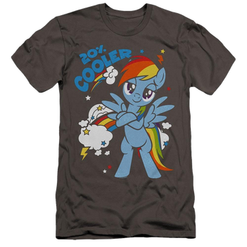 Charcoal men's premium slim fit t-shirt with My Little Pony Friendship Is Magic 20 Percent Cooler graphic