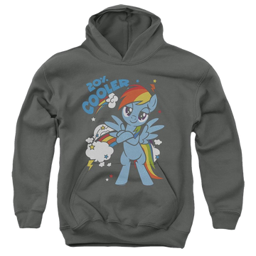 Charcoal youth hoodie for ages 8 to 12 with My Little Pony Friendship Is Magic 20 Percent Cooler graphic