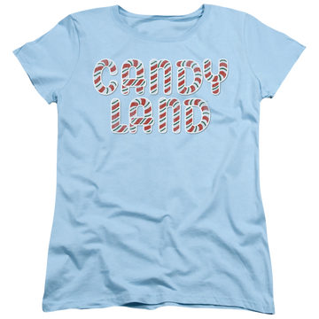 Light blue women's t-shirt with Candy Land Logo graphic
