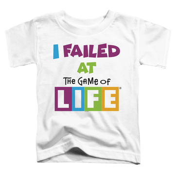 White toddler t-shirt with Game of Life Failed At graphic