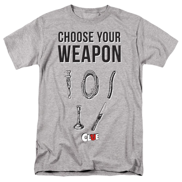 Athletic heather men's regular fit t-shirt with Game of Clue Choose graphic