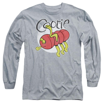 Athletic heather men's long sleeve t-shirt with Hasbro Cootie graphic