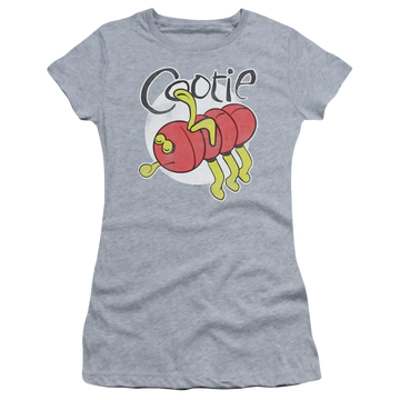 Athletic heather juniors t-shirt with Hasbro Cootie graphic